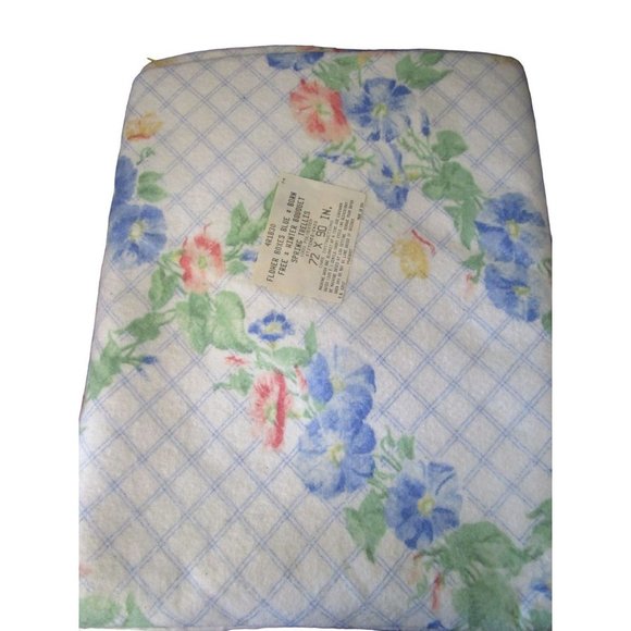 Vintage Owen Spring Trellis Morning Glory Floral Twin Blanket Stitched Ends NWOP - Picture 1 of 13